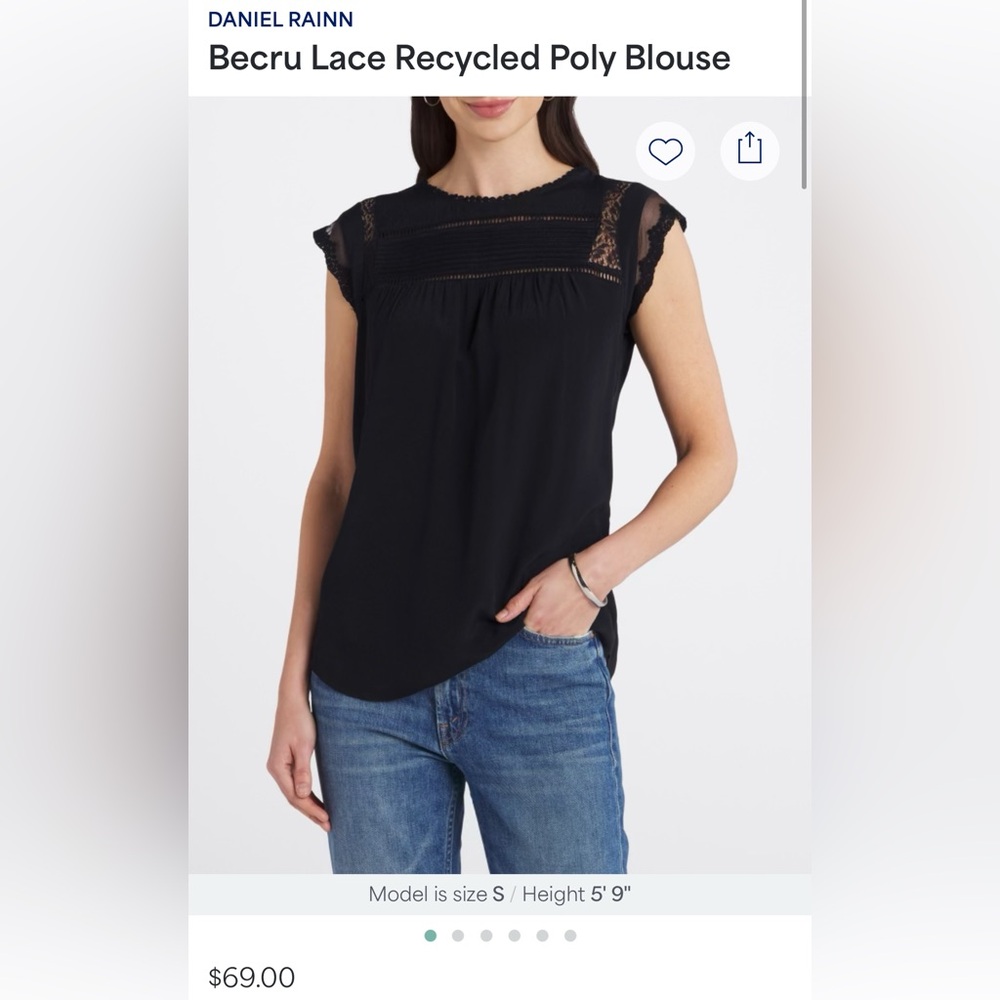 DANIEL RAINN Becru Lace Recycled Poly Blouse, L